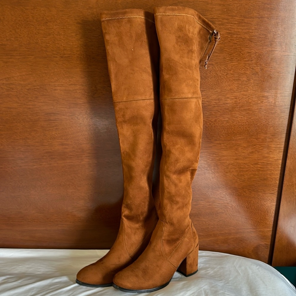 Over the knee suede brown boots